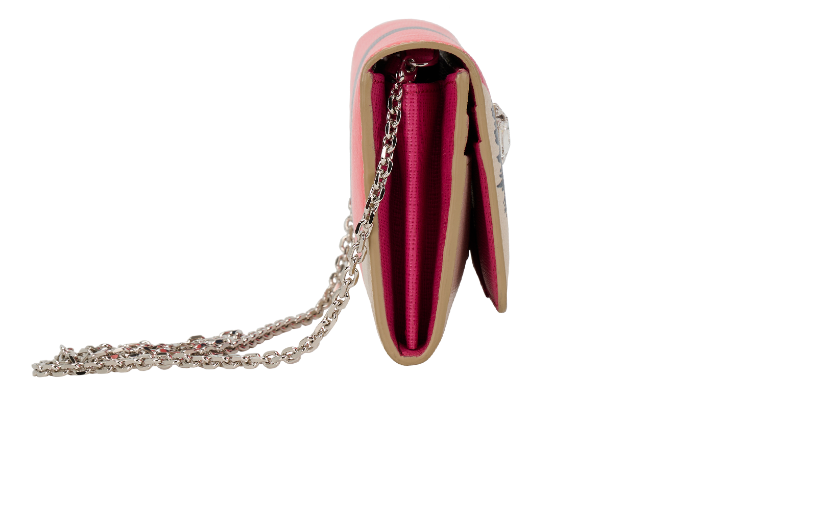 Elite Monster Wallet On Chain, &pound;295, Handbags, Beige/Pink, Leather, Side view